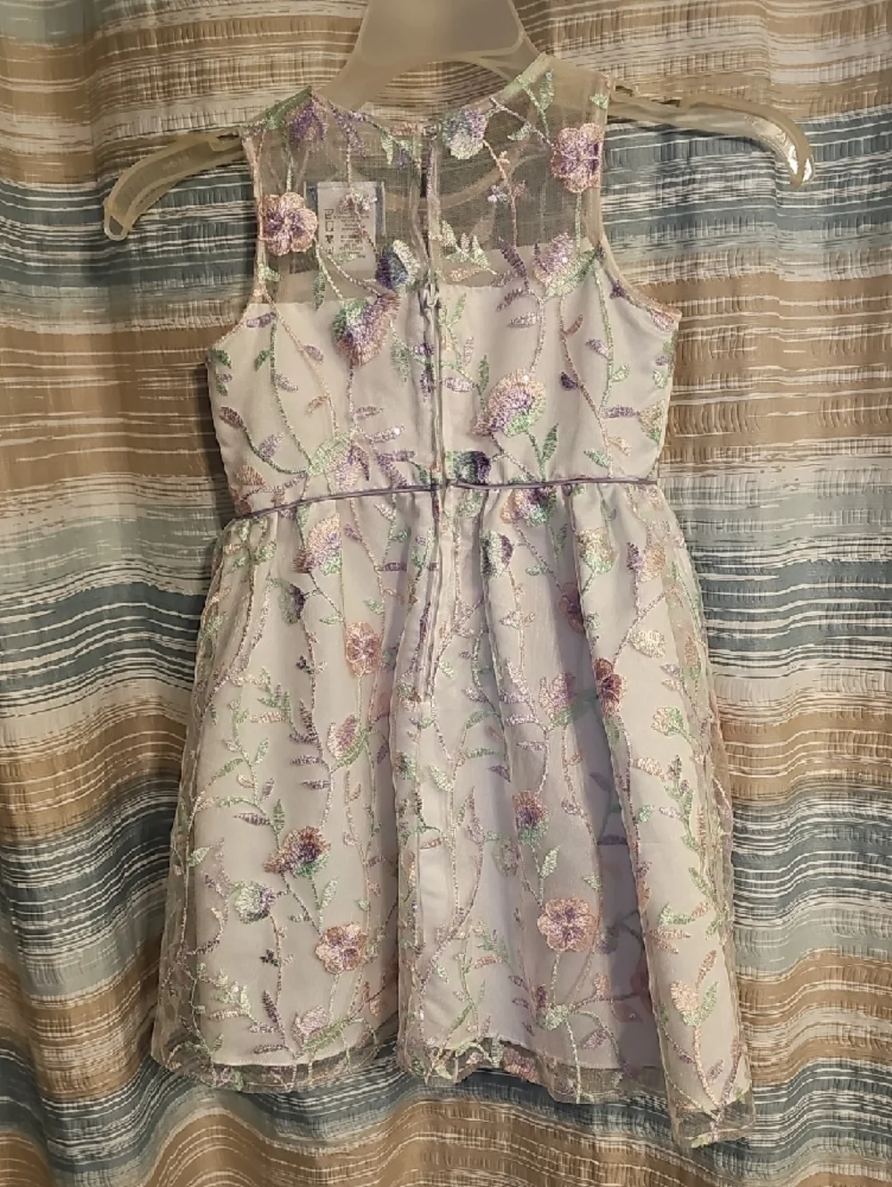 Rare Editions Lavender Floral Embroidered Party Dress